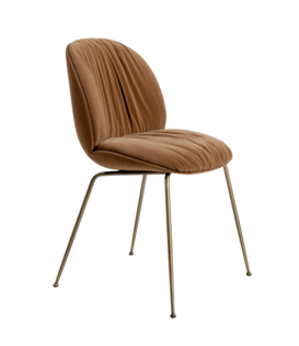 Gubi Beetle Soft Dining Chair Sunday velvet , antique brass conic base