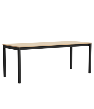 Hay Annex Flush Dining Table lacquered oak, charcoal base 200cm