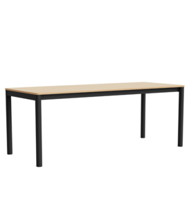 Hay Annex Flush Dining Table lacquered oak, charcoal base 240cm