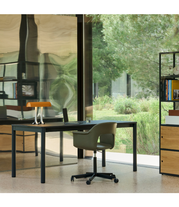 Hay  Annex Flush Dining Table lacquered oak, charcoal
