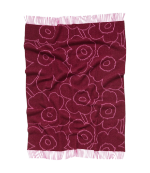 Marimekko Piirto Unikko Throw burgundy / fuchsia 130 x 170