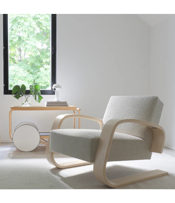 Artek  Aalto Armchair 400 Tank,  black birch, Black Elegance leather