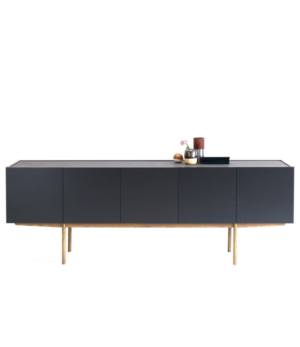 Asplund  Asplund Luc Deluxe Dressoir charcoal grey/ Carrara marmer,  eiken poten