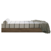 New Works Mass Daybed walnut veneer, Pierre Frey fabric