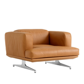 Inland AV21  Fauteuil cognac Nobel leer, gepolijst aluminium voet