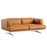 Inland AV22 2-seater sofa , cognac Noble leather, polished aluminium