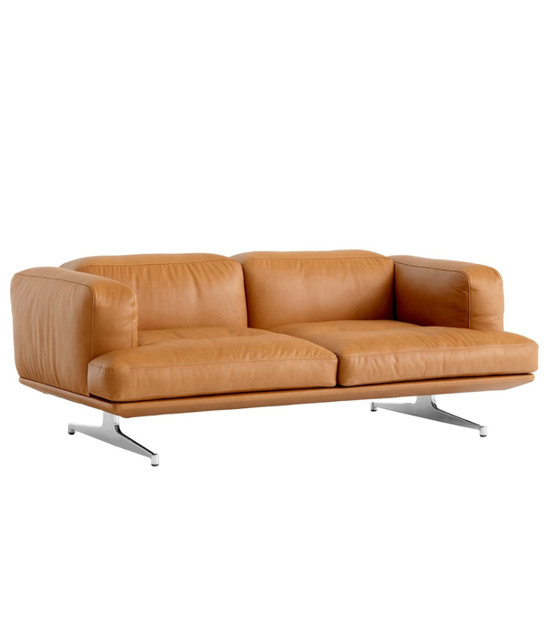 &Tradition Inland AV22 2-seater sofa , cognac Noble leather, polished aluminium