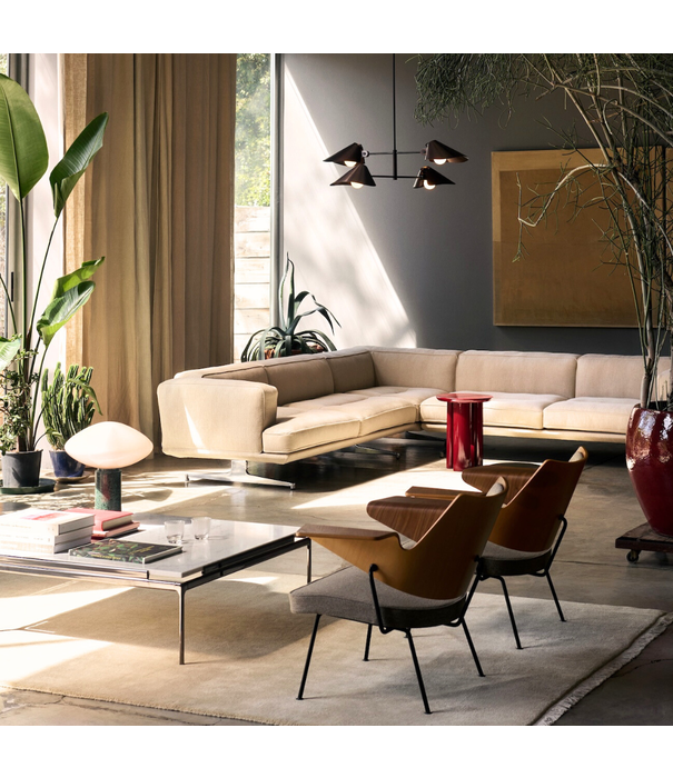 &Tradition  Inland AV23 3-seater Sofa cognac Noble leather, polished aluminium