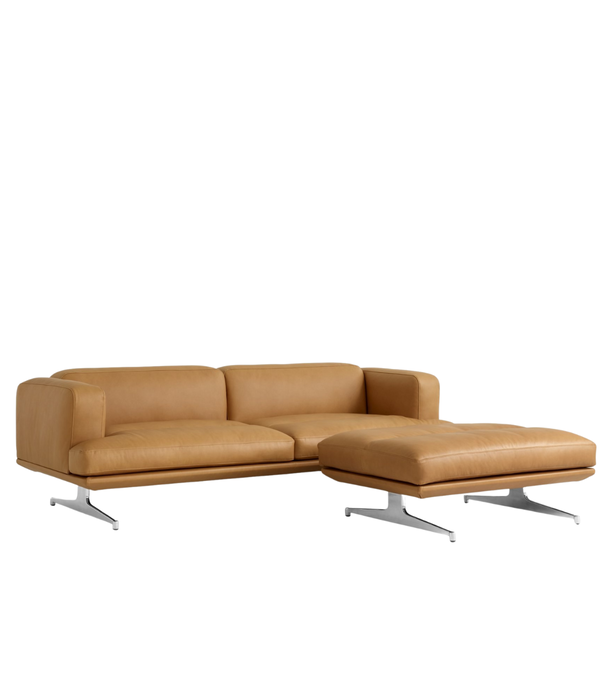 &Tradition  Inland AV23 3-seater Sofa cognac Noble leather, polished aluminium