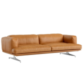 Inland AV23 3-seater Sofa cognac Noble leather, polished aluminium