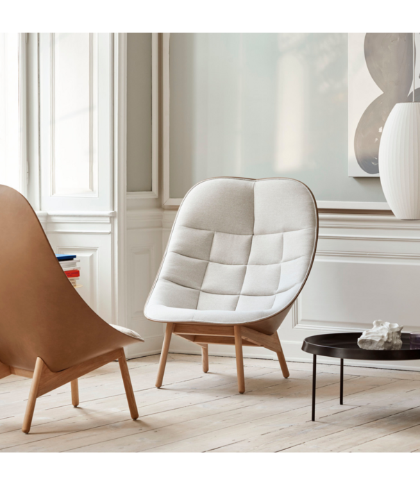 Hay  Hay Uchiwa - Uchiwa Quilted lounge chair Beige Naveli 213, back: Leer Sense