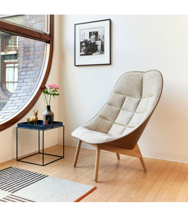Hay  Hay Uchiwa - Uchiwa Quilted lounge chair Beige Naveli 213, back: Leer Sense