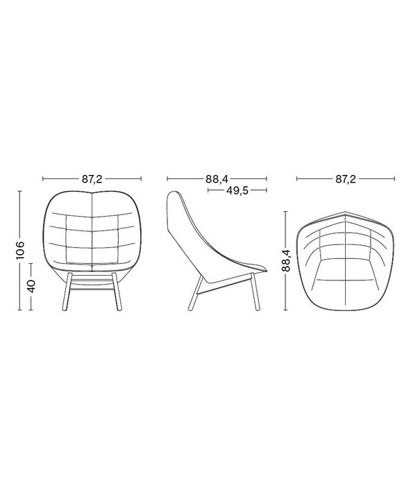 Hay  Hay Uchiwa Quilted Lounge Chair Mode 002 grey / Remix 123 grey