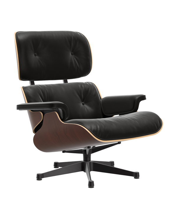 Vitra  Eames Lounge Chair dark walnut, black premium F leather