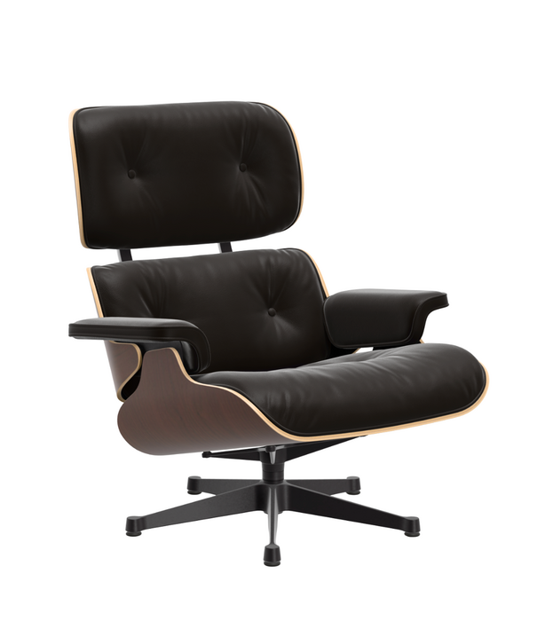 Vitra  Eames Lounge Chair & Ottoman donker walnoot, chocolate premium F leer