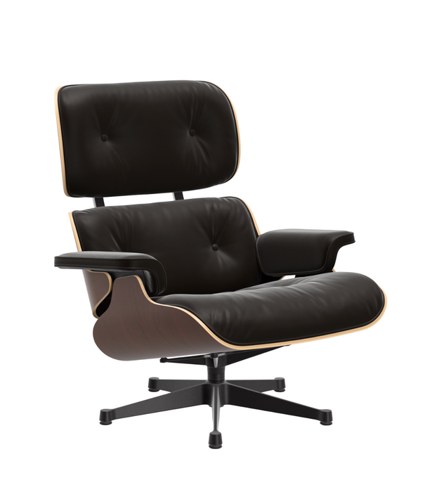 Vitra  Vitra Eames Lounge Chair donker walnoot, chocolate premium F leer