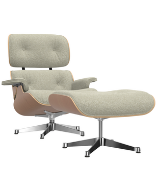 Vitra Eames Lounge Chair & Ottoman cherry, Nubia cream/sand