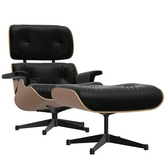 Eames Lounge Chair kersenhout, zwart premium F leer