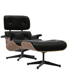Eames Lounge Chair & Ottoman kersenhout, zwart premium F leer