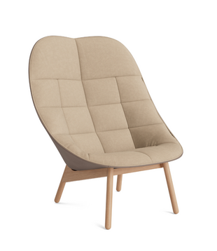 Uchiwa Quilted Lounge Stoel voorkant Naveli 213 / Sense nougat leer