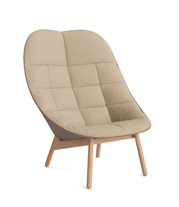 Hay  Hay Uchiwa - Uchiwa Quilted lounge chair Beige Naveli 213, back: Leer Sense