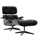 Vitra Eames Lounge Chair Black edition, zwart premium leer, zwart