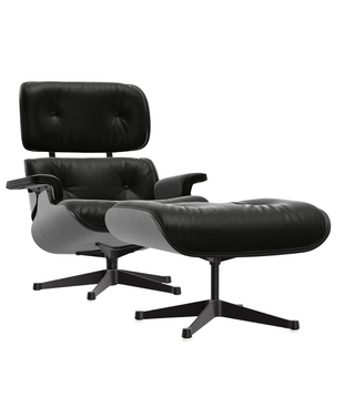 Vitra Eames Lounge Chair & Ottoman zwart kastanje, zwart premium F leer
