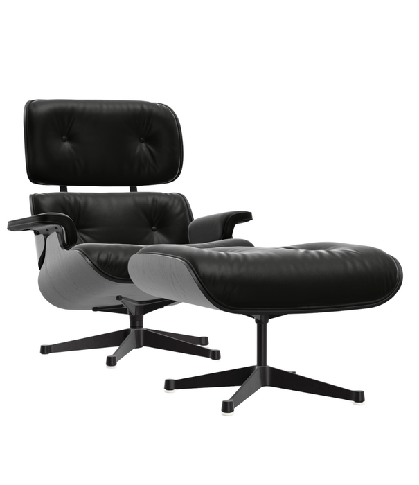 Vitra  Eames Lounge Chair Black edition, zwart premium leer, zwart