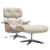Vitra Eames Lounge Chair kastanje,  snow premium F leer, gepolijst onderstel