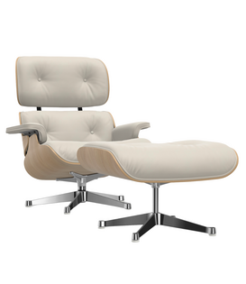 Vitra Eames Lounge Chair & Ottoman kastanje,  snow premium F leer