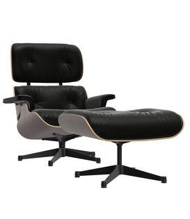 Vitra Eames Lounge Chair & Ottoman donker walnoot, zwart premium F leer