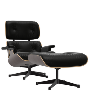 Eames Lounge Chair & Ottoman donker walnoot, zwart premium F leer