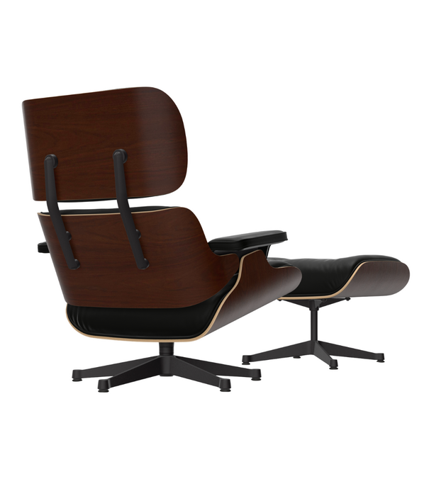 Vitra  Eames Lounge Chair donker walnoot, zwart premium F leer
