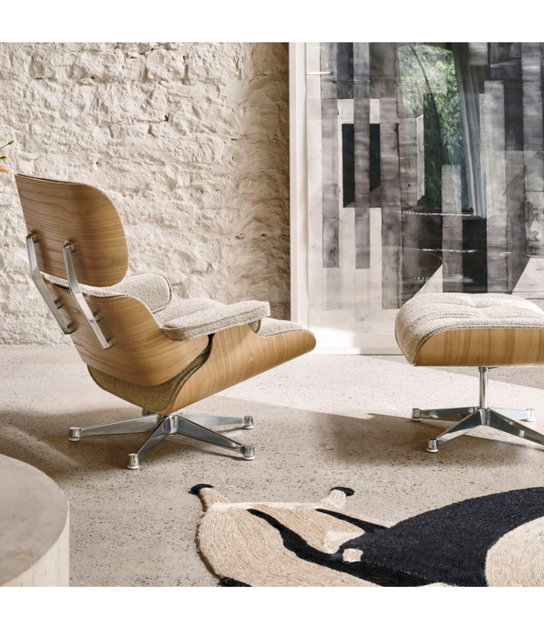 Vitra  Eames Lounge Chair kersenhout, Snow premium F leer, gepolijst