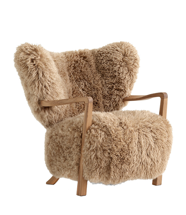 &Tradition &Tradition Wulff ATD2 Lounge Stoel & Ottoman schapenvel honey