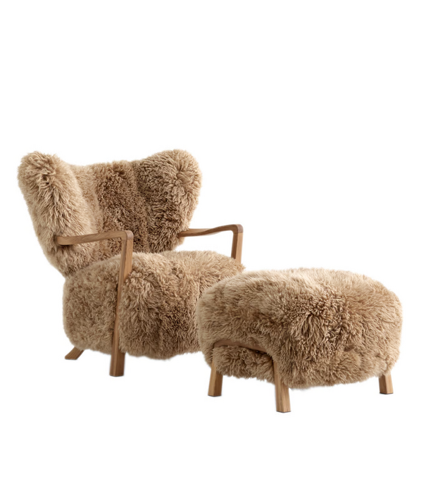 &Tradition Wulff ATD2 Lounge Chair & Ottoman Sheepskin honey