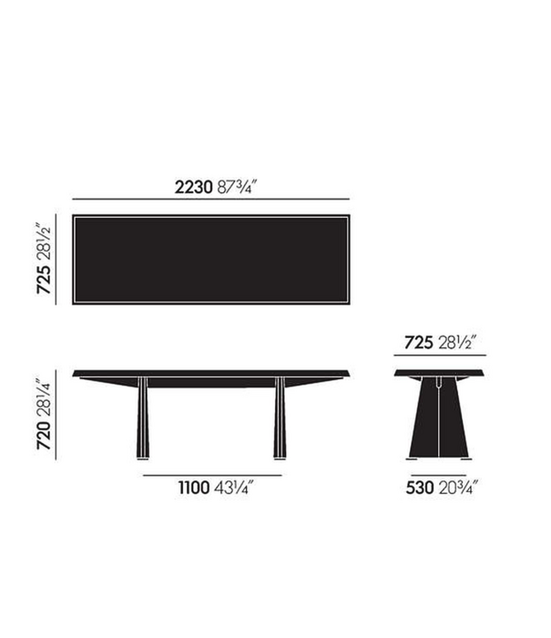 Vitra  Vitra Trapèze Eettafel zwart, zwart HPL laminaat top