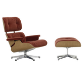 Vitra Eames Lounge Chair & Ottoman kersenhout,  Calma brandy, alu gepolijst voet