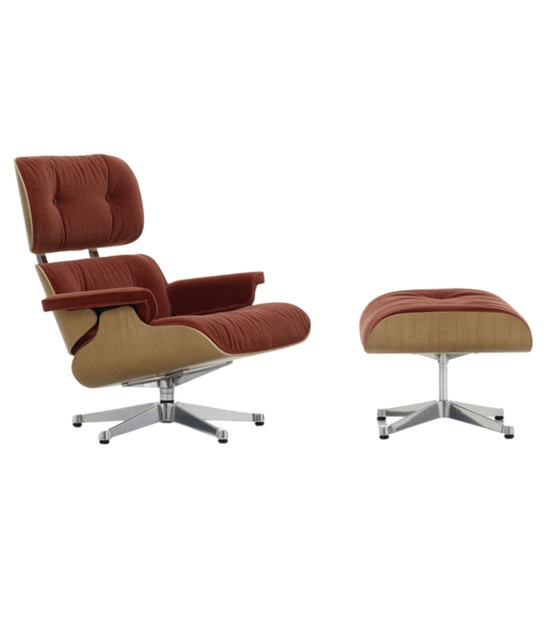 Vitra  Vitra Eames Lounge Chair & Ottoman cherry, Calma brandy, alu polished base