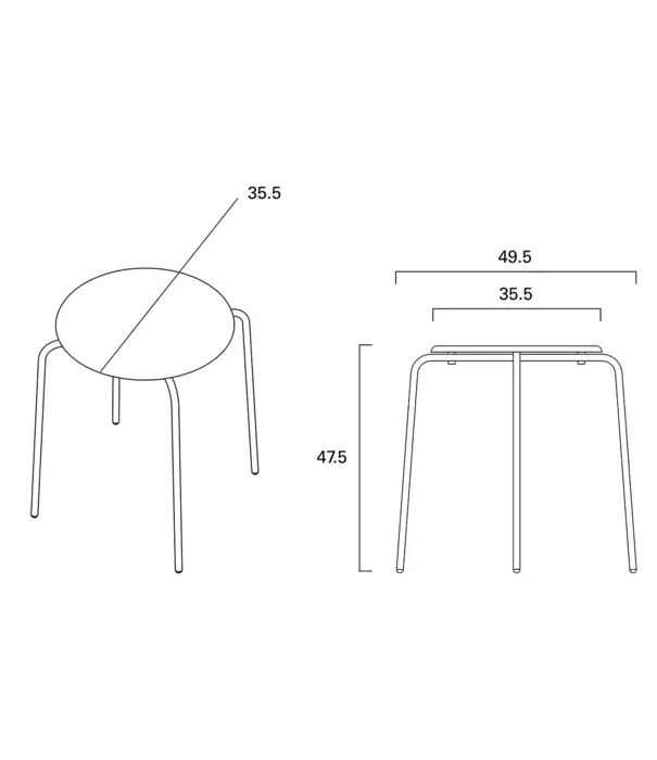 Frama  Frama Petit Rond Stool, brushed Stainless Steel - Zebra