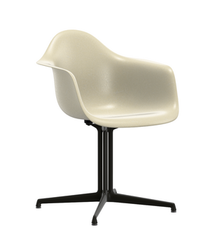 Vitra Eames DAL Fiberglass Eetkamerstoel met arm, basic dark onderstel