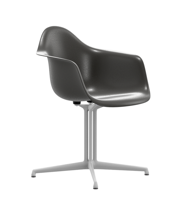 Vitra  Vitra Eames DAL Fiberglass Eetkamerstoel met arm, wit onderstel