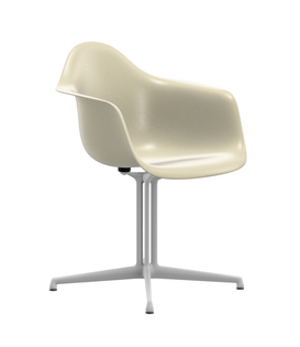 Vitra Eames DAL Fiberglass Eetkamerstoel met arm, wit onderstel