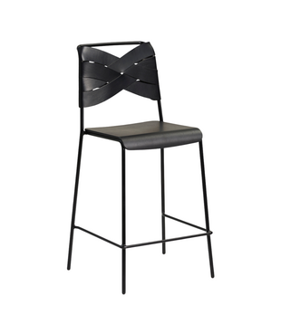 Torso Barkruk zwart leer, zwart 65cm - Sale