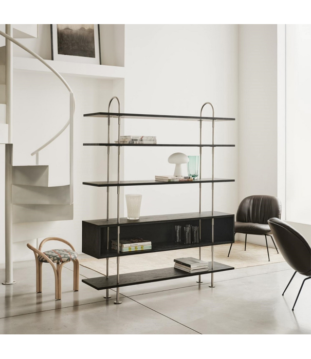 Gubi  Gubi Keen 160 Shelving Unit RVS, donker essen box, 1 plank