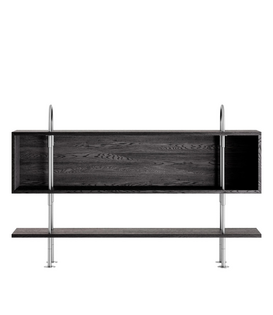 Gubi Keen 160 Shelving Unit stainless steel, dark ash box, 1 shelf