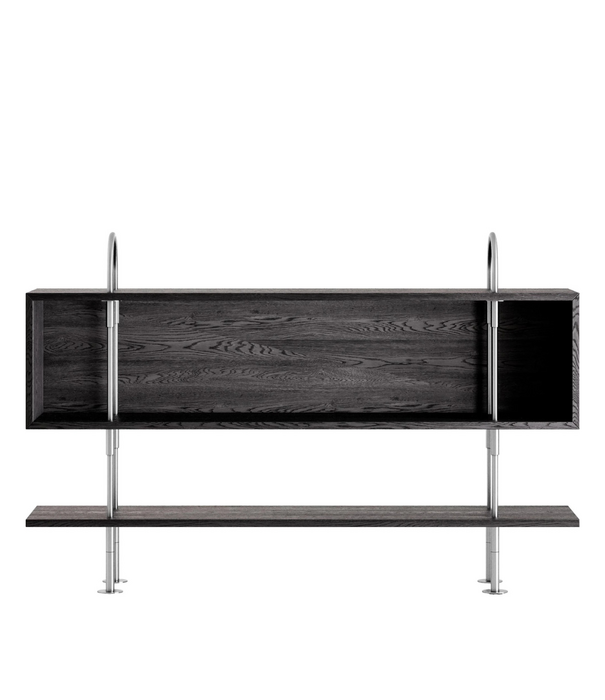 Gubi  Gubi Keen 160 Shelving Unit stainless steel, dark ash box, 1 shelf