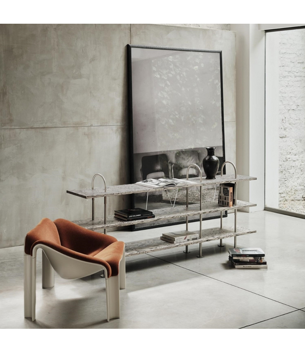 Gubi  Gubi Keen Shelving Unit 208 stainless steel, dark ash 3 shelves