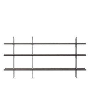 Gubi Keen Shelving Unit 208 stainless steel, dark ash 3 shelves