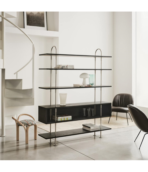 Gubi  Gubi Keen 160 Shelving Unit stainless steel, dark ash 1 box, 4 shelves